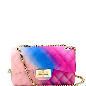 Small 2 Way Quilted Matte Jelly Shoulder Bag