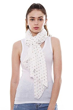 Metallic Pineapple Print Long Scarf