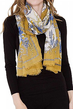 Flowery Print Long Scarf