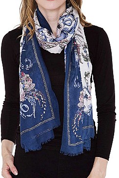 Flowery Print Long Scarf