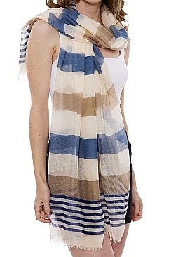 Soft Stripes Print Long Scarf
