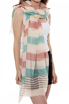 Soft Stripes Print Long Scarf
