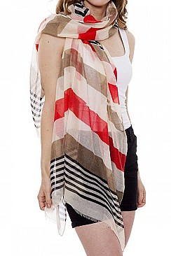 Soft Stripes Print Long Scarf
