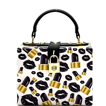 Medium Box Satchel Black-Lips