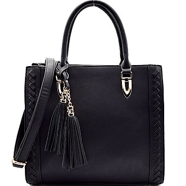 JW105-LP Tassel Accent Structured 2 Way Tote