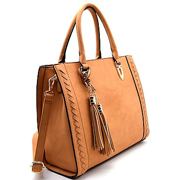 JW105-LP Tassel Accent Structured 2 Way Tote