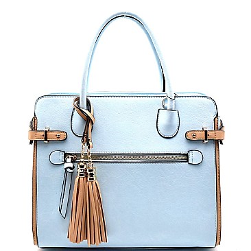 JW107-LP Tassel Accent Two-Tone Trim Satchel