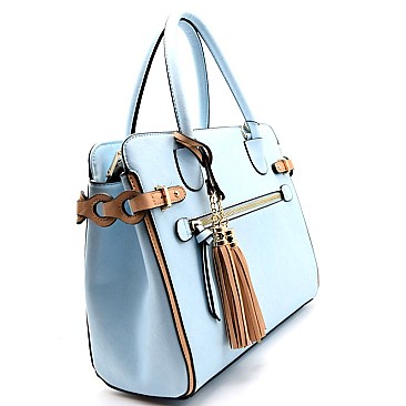 JW107-LP Tassel Accent Two-Tone Trim Satchel