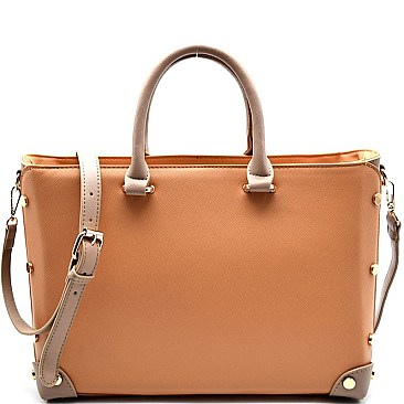 JX0022-LP Stud Accent Two-Tone Structured Satchel