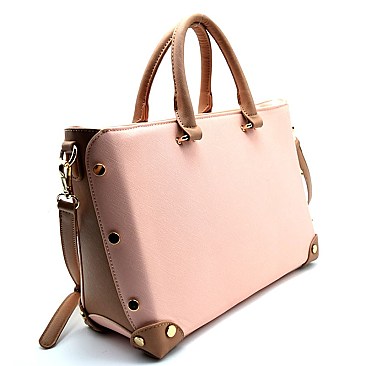 JX0022-LP Stud Accent Two-Tone Structured Satchel