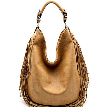 JY00371-LP Quality Fringed Side Zipper Hobo