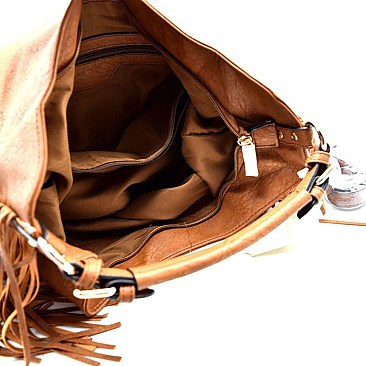 JY00371-LP Quality Fringed Side Zipper Hobo