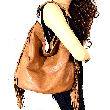JY00371-LP Quality Fringed Side Zipper Hobo