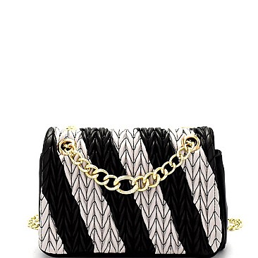 JY0103-LP Two-Tone Asymmetrical Striped Chain Shoulder Bag