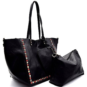 JY0114-LP Stud Accent 2 in 1 Convertible Tote