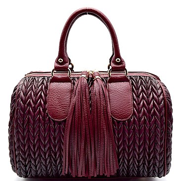 JY0123-LP Ostrich Embossed Tassel Accent Quilted Boston