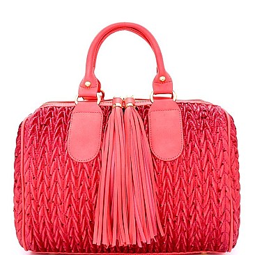 JY0123-LP Ostrich Embossed Tassel Accent Quilted Boston