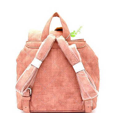 JY0159-LP Quilted Drawstring Flap Backpack