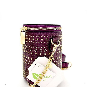 JY0200-LP  Grommet Studded Metallic Barrel-Shaped Cross Body