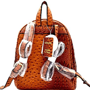 Ostrich Embossed Fashion Backpack Wallet SET MH-JY0236W