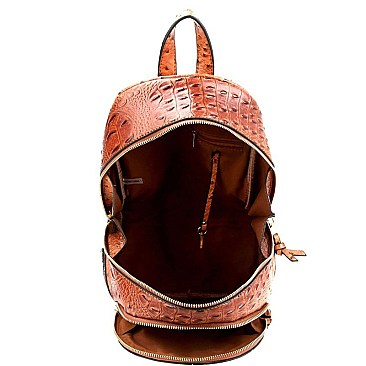 Ostrich Embossed Fashion Backpack Wallet SET MH-JY0236W