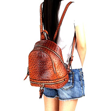 Ostrich Embossed Fashion Backpack Wallet SET MH-JY0236W
