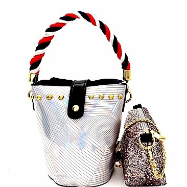 Rope Handle Metallic 2 in 1 Shoulder Bag MH-JY0241