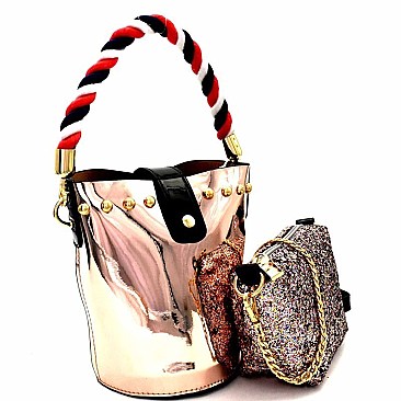 Rope Handle Metallic 2 in 1 Shoulder Bag MH-JY0241