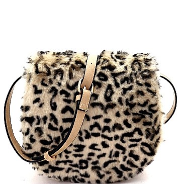 Animal Print Faux Fur Crossbody Bag