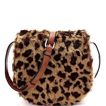 Animal Print Faux Fur Crossbody Bag