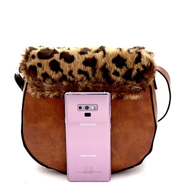 Animal Print Faux Fur Crossbody Bag