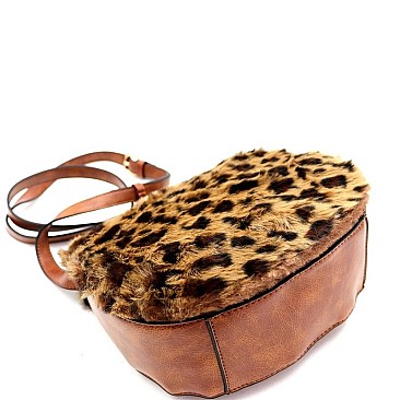 Animal Print Faux Fur Crossbody Bag