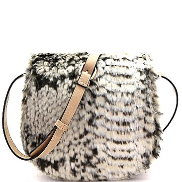 Animal Print Faux Fur Crossbody Bag