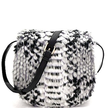 Animal Print Faux Fur Crossbody Bag