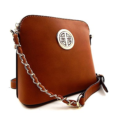 Emblem Cross-body Chained Strap Messenger