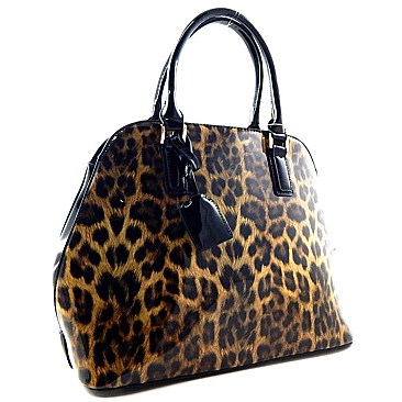 Leopard Print Patent Dome Boutique Satchel