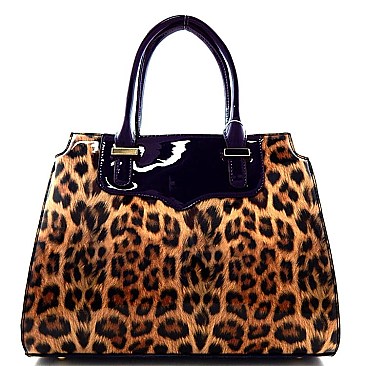 Leopard Print Patent Boutique Satchel