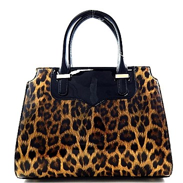 Leopard Print Patent Boutique Satchel