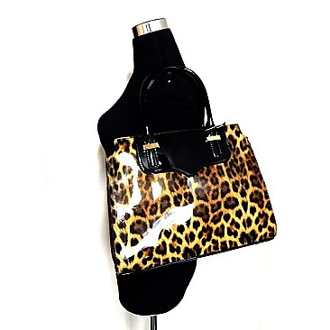 Leopard Print Patent Boutique Satchel