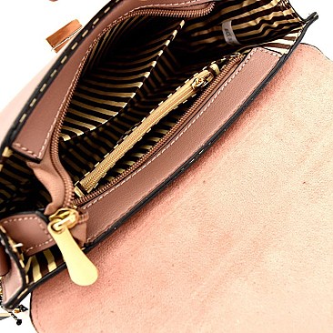 K28-6563-LP Tassel Accent Turn-Lock Flap Shoulder Bag