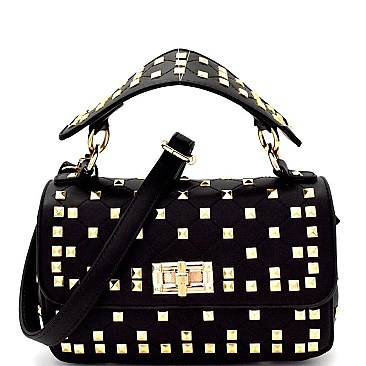 K6-6578-LP Pyramid Stud Accent Quilted 2-Way Shoulder Bag