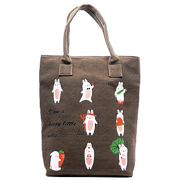 I am a happy little rabbit" Jute Shopper