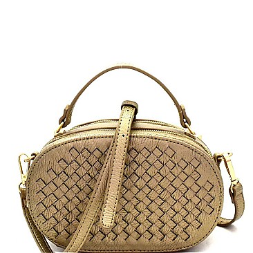 Woven Accent Round Boxy Cross Body MH-KLW2330