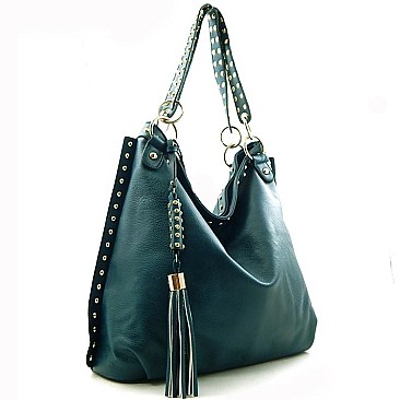 Rhinestone & Stud Tassel Accent Hobo