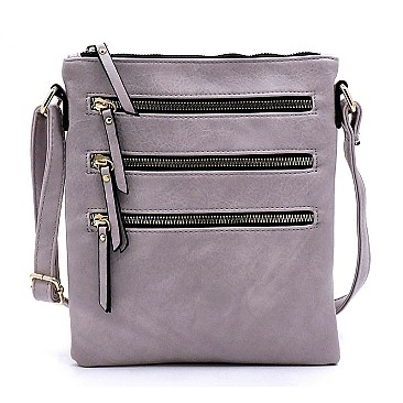 Fashion Multi Zip Pocket Crossbody Bag
