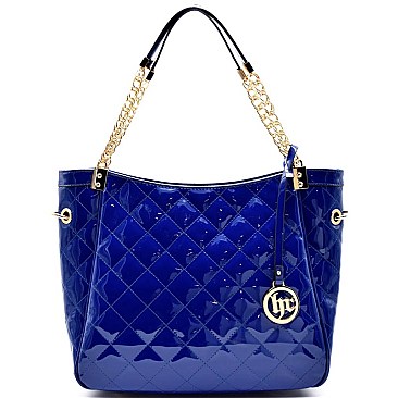 L0042-LPU Quality Quilted Patent 2 Way Chain Tote