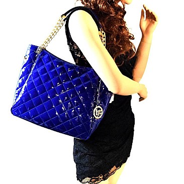 L0042-LPU Quality Quilted Patent 2 Way Chain Tote
