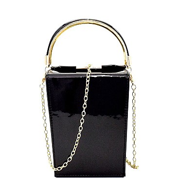 L0125-LP Unique Box-Shaped Metallic Bucket Cross Body