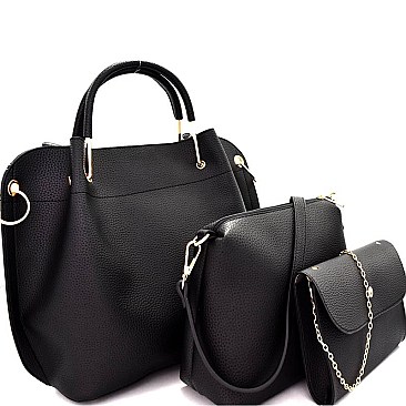 Metal Handle Accent 3 in 1 Satchel Value SET L0166-LP