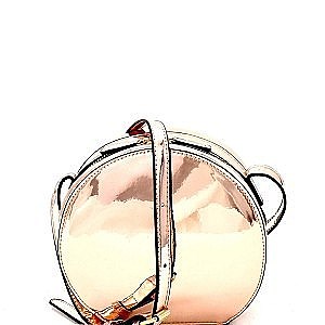 Glitzy Medium Round Metallic Shoulder Bag